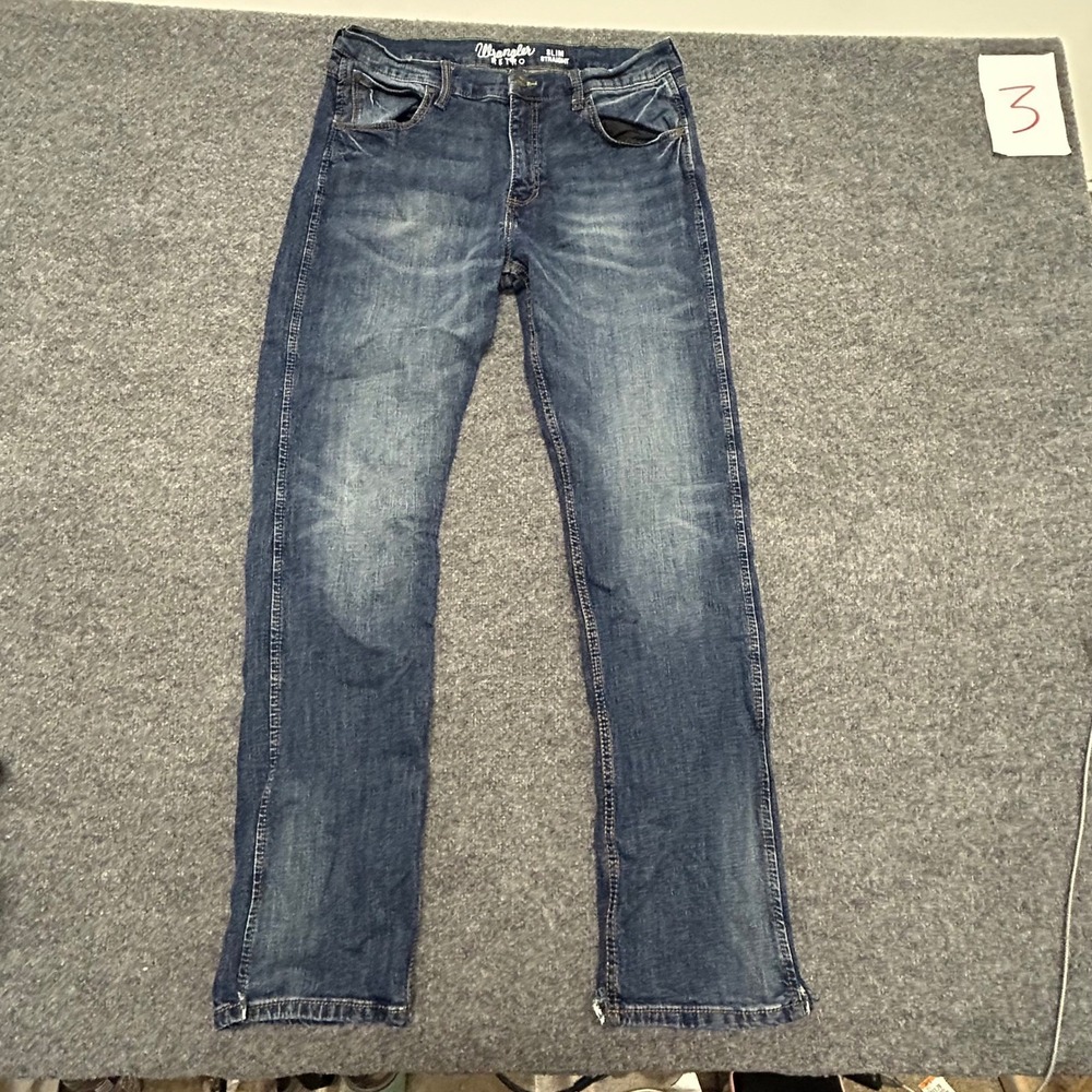 Wrangler Jeans Mens Size 34x34 Blue Retro Slim Straight Stretch Denim Pants